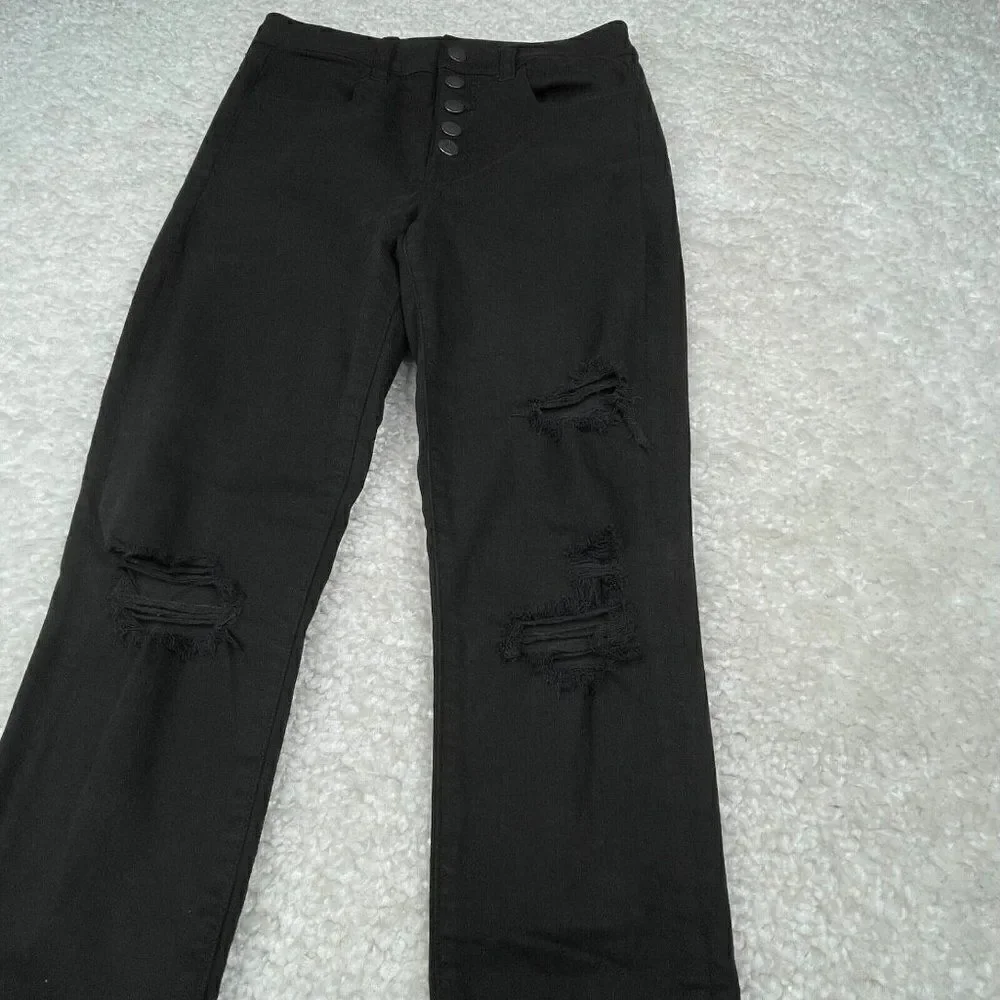 American Eagle Next Level Stretch Super Hi Rise Jegging Black Distress - Picture 7 of 11